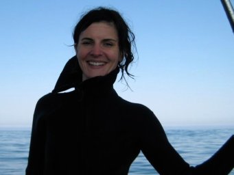 Alison shark diving in South Africa
